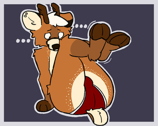anthro antlers biped brown_body brown_fur brown_tail bulge clothing cloven_hooves countershading ear_piercing fingers fur hair hooved_fingers hooved_toes hooves horn male male_anthro markings piercing red_clothing red_underwear solo spots spotted_body spotted_fur tail tan_body tan_countershading underwear unguligrade white_body white_fur white_hair worried worried_face worried_look oliverracc venny_venado deer mammal 2025 5:4 digital_drawing_(artwork) digital_media_(artwork) hi_res