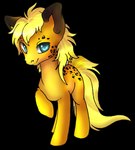 ambiguous_gender black_spots blonde_hair blue_eyes closed_smile feral glistening glistening_eyes hair looking_at_viewer mouth_closed smile solo spots tail yellow_body yellow_tail milk-jug hasbro my_little_pony equid equine horse mammal pony alpha_channel