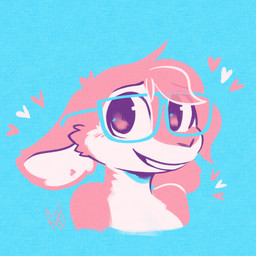 ambiguous_gender anthro blush blush_lines cheek_tuft eyewear facial_tuft glasses head_tuft heart_symbol lgbt_pride looking_at_viewer pride_colors smile solo transgender_pride_colors tuft fuel_(artist) panela_(fuel) deer mammal 2026 bust_portrait hi_res portrait signature