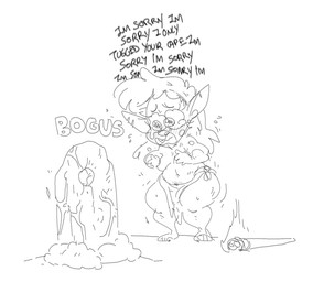 blush bodily_fluids bottomwear clothed clothing crying dialogue female hair humanoid_pointy_ears loincloth loincloth_only long_hair navel not_furry pointy_ears solo tears text tombstone topless topless_female topless_humanoid torch mhdrawin valheim juju_(mhdrawin) goblin humanoid 2022 black_and_white english_text hi_res monochrome sketch