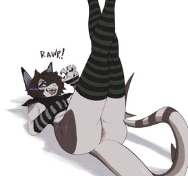 anthro anus arm_warmers armwear barely_visible_anus big_butt brown_body brown_hair butt clothing femboy hair legwear looking_at_viewer lying male on_back open_mouth pattern_clothing pattern_legwear presenting sharp_teeth simple_background solo striped_clothing striped_legwear stripes submissive submissive_male teeth thick_thighs thigh_highs tongue tongue_out white_background wide_hips ghostekey aquatic fish shark nonbinary_(lore)