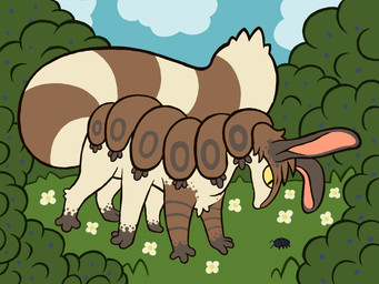 3_toes 6_legs ambiguous_gender berry berry_shrub big_tail brown_body brown_fur cloud day detailed_background duo feet feral flower fluffy fluffy_tail food fruit fur grass huge_tail leg_markings long_ears looking_at_another looking_down markings mottled mouthless outside pink_inner_ear plant pupils ring_(marking) shrub sky slit_pupils socks_(marking) solo_focus standing tail tan_body tan_fur tapering_snout toes toony yellow_eyes summerfruit nintendo pokemon donut_(baking-bugs) arthropod generation_2_pokemon generation_5_pokemon hybrid_pokemon insect pokemon_(species) scolipede sentret 2025 4:3 aliasing digital_drawing_(artwork) digital_media_(artwork) flat_colors gimp_(artwork) hi_res