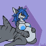 anthro areola bandage belly big_belly big_breasts big_tail blue_areola blue_hair breasts breathing ear_piercing female grey_body hair hand_on_belly huge_belly huge_tail kneeling long_hair long_tail nipples nude nude_anthro nude_female piercing pregnant pregnant_anthro pregnant_female shark_tail short_loop solo striped_body stripes tail thick_thighs conditional_dnp lodi_(artist) fish marine shark 1:1 animated digital_media_(artwork) low_res pixel_(artwork) pixel_animation short_playtime