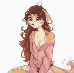 anthro biped breasts brown_body brown_fur brown_hair brown_tail clothed clothed_anthro clothed_female clothing countershade_fur countershade_torso countershading female front_view fur green_eyes hair panties simple_background sitting small_breasts solo tail topwear underwear white_background yshanii cotton_(yshanii) canid canine canis dingo mammal 2025 digital_drawing_(artwork) digital_media_(artwork) hi_res