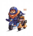 anthro armor barefoot clothed clothing cosplay crossover_cosplay driving duo eyewear feet fully_clothed fur glasses headgear helmet mane motorcycle simple_background tan_body tan_fur vehicle white_background white_body white_fur white_wool wool_(fur) bei_ju_luoxuan_wan disney zootopia dawn_bellwether leodore_lionheart soldier_76_(overwatch) bovid caprine felid lion mammal pantherine sheep 2017 crossover hi_res