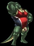 anthro balls biceps clothed clothing flexing genitals glans humanoid_genitalia humanoid_penis male muscular muscular_anthro muscular_male penis scales solo tail vein veiny_penis wrestling_singlet markwulfgar extracurricular_activities dozer_(extracurricular_activities) crocodilian reptile scalie alpha_channel