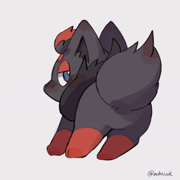 ambiguous_gender butt feral fur shaking_butt solo tail whtink nintendo pokemon canid generation_5_pokemon mammal pokemon_(species) zorua animated hi_res tagme