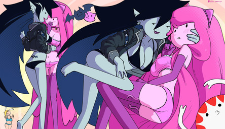 black_hair bra breasts butt candy canon_couple cleavage clothed clothing dessert devil_horns_(gesture) duo_focus ear_piercing fake_cat_ears fake_ears fake_rabbit_ears female female/female food food_hair gesture grey_body grey_skin group hair hand_gesture humanoid_pointy_ears jacket legwear male not_furry panties peppermint_(candy) piercing pink_body pink_hair pink_skin pointy_ears pseudo_hair tattoo thigh_highs topwear tramp_stamp underwear inker_comics adventure_time cartoon_network fionna_the_human marceline_abadeer peppermint_butler princess_bubblegum candy_humanoid candy_people_(at) demon demon_humanoid food_creature food_humanoid human humanoid living_candy living_gum living_peppermint_candy mammal vampire 2022 absurd_res hi_res