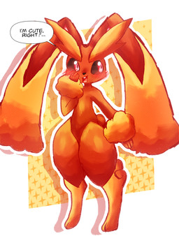 anthro black_sclera blush blush_lines border brown_body brown_ears brown_fur cute_fangs daww dialogue dipstick_ears ear_markings fangs female female_anthro fur happy long_ears markings multicolored_ears open_mouth open_smile pink_eyes rabbit_ears scut_tail short_tail simple_background smile solo speech_bubble tail tan_body tan_fur teeth text white_background white_border yellow_background felipotyphlosion nintendo pokemon generation_4_pokemon lagomorph leporid lopunny mammal pokemon_(species) rabbit 2026 colored colored_line_art digital_drawing_(artwork) digital_media_(artwork) hi_res