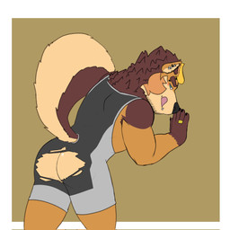 anthro armpit_hair barazoku body_hair brown_body brown_fur butt ear_piercing eyebrow_piercing facial_hair facial_piercing fangs fur genitals licking licking_lips male markings muscular muscular_anthro muscular_male orange_body orange_fur penile penis piercing presenting rear_view ring smile solo teeth tongue tongue_out wrestling_singlet yellow_body yellow_fur zordykeaboo home_zomewhere_else fred_kent canid canine canis domestic_dog german_shepherd herding_dog mammal pastoral_dog 1:1 hi_res