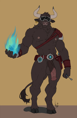 animal_genitalia animal_penis anthro artificer_(dungeons_and_dragons) balls belt equine_genitalia equine_penis flaccid genitals male muscular muscular_male nipples nude penis smile solo standing hunterramirez european_mythology greek_mythology mythology theron bovid bovine cattle mammal minotaur hi_res
