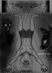 anthro brick_wall briefs clothed clothing detailed_background fur group male side_view text underwear wall_(structure) puppy_meats madmaw_(rottingxrooster) avian bird canid canine canis corvid domestic_dog mammal oscine passerine comic english_text greyscale headshot_portrait hi_res monochrome one_panel_comic portrait sketch