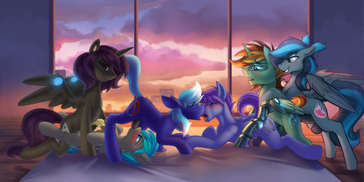 anal anal_penetration animal_genitalia animal_penis bed blue_body blue_eyes blue_fur blue_mane blue_tail blush brown_body brown_feathers brown_fur brown_mane brown_tail brown_wings cutie_mark cybernetic_eye cybernetic_leg cybernetic_limb cybernetics double_penetration equine_genitalia equine_penis erection eyes_closed feathered_wings feathers fellatio femboy feral feral_on_feral feral_penetrated feral_penetrating feral_penetrating_feral flared_penis from_behind_position fur furniture genitals green_body green_fur grey_body grey_feathers grey_fur grey_wings group group_sex horn kissing kneeling looking_pleasured lying machine male male/male male_penetrated male_penetrating male_penetrating_male mane medial_ring mounting on_back on_bed open_mouth oral oral_penetration orgy penetration penile penile_penetration penis penis_in_ass purple_body purple_eyes purple_fur purple_mane purple_tail sex standing tail versatile wings dripponi enderselyatdark jedayskayvoker noxybutt phenyanyanya snowybark hasbro my_little_pony mythology enderdan_t'dark fan_character glow_speed midnight_snowstorm noxy_(equinox) rosy_firefly windy_dripper cyborg equid equine horse mammal mythological_creature mythological_equine pegasus pony unicorn 2020 2:1 absurd_res hi_res