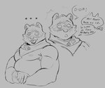 anthro blush dialogue empty_eyes eye_scar facial_scar flexing kerchief male musclegut muscular muscular_anthro muscular_male neckerchief neckwear nipples offscreen_character pose posing_for_picture scar smile solo speech_bubble stuttering surprised_expression text thesketchfox theslutyfox epic_games fortnite hajime_(fortnite) canid canine mammal raccoon_dog tanuki english_text half-length_portrait hi_res monochrome portrait sketch