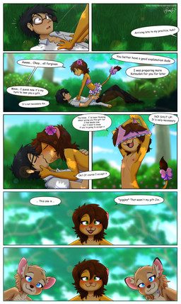 accessory adolescent anthro bedroom_eyes black_hair blue_eyes blush breasts brown_body brown_fur brown_hair cheerleader cheerleader_outfit clothed clothing day detailed_background dialogue ear_piercing ear_ring eyewear female flat_chested fur glasses green_eyes grey_eyes group hair hair_accessory kissing light loli male narrowed_eyes nature nature_background orange_body orange_fur piercing ring_piercing school_uniform seductive small_breasts smile smiling_at_viewer sun sunlight text topless uniform young young_anthro young_female piporete jin_yorushika kaiti_(piporete) katy_(piporete) keiko_sakmat deer felid feline human lion mammal pantherine 2025 absurd_res comic digital_drawing_(artwork) digital_media_(artwork) digital_painting_(artwork) english_text hi_res multiple_scenes painting_(artwork) right_to_left signature url sibling_(lore) sister_(lore) sisters_(lore) twins_(lore)