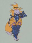 2024 3:4 anthro armwear bandai_namco biped black_sclera blue_eyes boots breasts butt clothing digimon digimon_(species) digital_drawing_(artwork) digital_media_(artwork) ear_piercing female fishnet_clothing fishnet_legwear footwear full-length_portrait fur gloves hair handwear hi_res latex latex_armwear latex_boots latex_clothing latex_footwear latex_gloves latex_handwear latex_legwear latex_suit legwear lingerie markings piercing portrait purple_markings renamon shoes solo tail teddy_(clothing) tongue tongue_out tongue_piercing wolftangart yellow_body yellow_fur