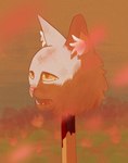 blood bodily_fluids death decapitation execution flower fur gore grey_body grey_fur inner_ear_fluff lake lotus_(flower) open_mouth orange_sclera pink_ears pink_nose plant solo teeth tongue tuft wood_pole yellow_eyes chuchochi domestic_cat felid feline felis mammal