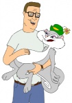 anthro belly_rub bottomwear clock clothing denim denim_bottomwear denim_clothing duo eyewear female flower glasses hat headgear headwear humor jeans male open_mouth otp pants plant simple_background smile tail teeth tongue watch what white_background unknown_artist animaniacs king_of_the_hill warner_brothers hank_hill slappy_squirrel human mammal rodent sciurid tree_squirrel crossover lol_comments low_res