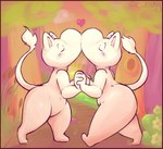 2018 abstract_background ambiguous_gender anthro biped blush blush_lines duo eyes_closed featureless_feet feet fur hand_holding heart_symbol kissing mammal moomin nargleflex navel pink_body pink_skin plant prick_ears signature snout standing tail tail_tuft the_moomins thick_thighs tree troll_(mythology) tuft white_body white_fur