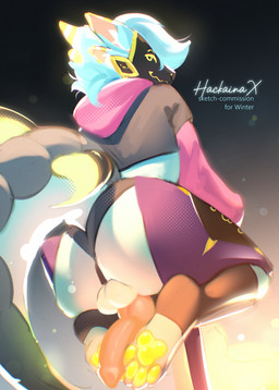 anthro backsack balls big_butt blue_body blue_fur butt butt_focus chair clothed clothing clothing_aside dipstick_ears ear_markings feet femboy fin foot_focus full_body_view fur furniture genitals glow_paws glowing glowing_pawpads glowing_paws hair hoodie huge_butt knot knotted_penis legwear looking_at_viewer looking_back low-angle_view machine male markings multi_ear multicolored_ears on_chair pawpads paws penis perineum protogen_armor protogen_face protogen_visor screen screen_face shark_tail simple_background sitting sitting_on_chair sitting_on_stool smile solo stockings stool tail thick_thighs toes topwear underwear underwear_aside wedgie white_body white_fur wide_hips hackainax festive_winter fish hybrid marine protogen shark absurd_res digital_media_(artwork) hi_res sketch