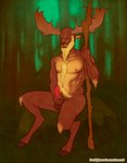 antlers balls beard big_penis facial_hair forest genitals hooves horn long_beard male masturbation mature_male nipples penile penile_masturbation penis plant solo staff tree blautr-bleikr humanoid satyr absurd_res hi_res