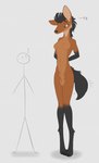 6_nipples animal_genitalia anthro balls blush breasts female fully_sheathed genitals gynomorph intersex larger_female multi_nipple nipples nude pose sheath size_difference solo stick_figure tall creature71 zoli_(creature71) canid canine fox mammal maned_wolf absurd_res flat_colors hi_res pinup