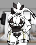 anthro anthrofied biped breasts clothed clothing female hand_on_hip looking_at_viewer pokemorph pupils smile solo standing thick_thighs white_body seiiartworks meme_clothing nintendo pokemon pornstar_(meme) generation_2_pokemon legendary_pokemon lugia pokemon_(species) hi_res meme