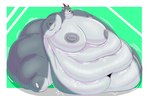 anthro areola belly big_belly big_breasts big_butt blobby blush blush_lines bodily_fluids border breasts bubble butt deep_navel ear_piercing ear_tag emanata eyebrows female fingers fur green_background grey_areola grey_body grey_fur grey_nipples hooved_fingers hooves horizontal_pupils horn huge_belly huge_breasts huge_butt huge_thighs immobile morbidly_obese morbidly_obese_anthro morbidly_obese_female motion_outline navel nipples nude obese obese_anthro obese_female onomatopoeia overweight overweight_anthro overweight_female piercing pupils rumbling_stomach simple_background solo sound_effects sweat sweatdrop text thick_thighs tongue tongue_out tremble_spikes weight_gain white_border yellow_eyes lustofgoat coffee_stain_studios epic_games fortnite goat_simulator pilgor_(goat_simulator) bovid caprine goat mammal 2025 absurd_res hi_res
