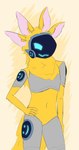 4_ears anthro femo_fur machine male multi_ear protogen_visor smiley_face solo yellow_body protogen hi_res tagme