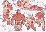 anthro clothing countershading hat headgear headwear male muscular muscular_male nude solo text komeko-nk kumedaira asian_mythology chinese_mythology east_asian_mythology mythology felid jiangshi mammal pantherine tiger undead hi_res japanese_text model_sheet