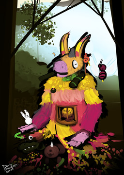 candy dessert detailed_background food front_view multicolored_body pinata pink_body plant snout tree year yellow_body dirtyscoundrel animate_inanimate equid living_pinata mammal 2017 absurd_res digital_media_(artwork) digital_painting_(artwork) hi_res painting_(artwork) signature