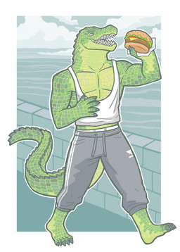 5_fingers 5_toes anthro barefoot biceps biped black_claws bottomwear bread briefs burger cheese claws clothing dairy_products eyebrows feet finger_claws fingers food fruit green_body green_eyebrows green_eyes green_scales green_tail grey_bottomwear grey_clothing grey_pants grey_sweatpants holding_burger holding_food holding_napkin holding_object lettuce male male_anthro meat muscular muscular_anthro muscular_male napkin open_mouth outline pants pecs plant plantigrade pupils scales sesame_seeds sharp_teeth shirt snout solo sweatpants tail tank_top teeth toe_claws toes tomato topwear underwear vegetable walking wall_(structure) water white_clothing white_outline white_shirt white_tank_top white_topwear white_underwear snarkysardine alligator alligatorid crocodilian reptile scalie 2025 hi_res