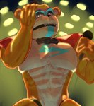 anthro biceps machine male muscular muscular_male muscular_thighs solo zartty_art five_nights_at_freddy's five_nights_at_freddy's:_security_breach scottgames steel_wool_studios glamrock_freddy animatronic bear mammal robot absurd_res hi_res superabsurd_res