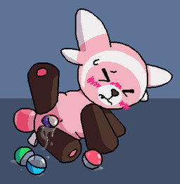 blush bodily_fluids brown_legs brown_nose clitoris cute_fangs egg eyes_closed fangs female feral frown gachapon genital_fluids genitals lying markings nude one_leg_up oviposition pawpads pink_body pink_tail quadruped raised_leg simple_background solo spread_legs spreading straining sweat sweatdrop tail teeth vaginal_fluids vulva white_markings young pixel_vibri nintendo pokemon generation_7_pokemon pokemon_(species) stufful 2026 aliasing digital_media_(artwork) hi_res adult_(lore)