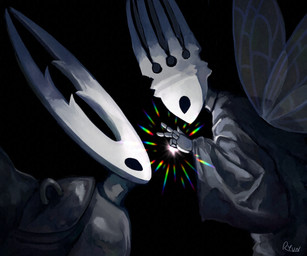 2_horns ambiguous_gender biped black_eyes duo empty_eyes fingers horn looking_at_another shoulder_pads wings ryun_s_zand hollow_knight_(franchise) team_cherry pale_king_(hollow_knight) pure_vessel_(hollow_knight) arthropod vessel_(species) 6:5 signature father_(lore) father_and_child_(lore) male_(lore) parent_(lore) parent_and_child_(lore)