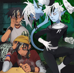 beanie clothed clothing duo fingers hair hat headgear headwear horn male male/male open_mouth piercing rottenrollz danny_phantom epic_games fortnite nickelodeon danny_fenton remi_(fortnite) sulk_(fortnite) demon ghost mammal spirit digital_drawing_(artwork) digital_media_(artwork) hi_res