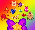 ambiguous_gender drugs food fungus group halo mushroom not_furry pancake pills smile star conditional_dnp labbit_(artist) battle_for_dream_island object_shows elemental_creature food_creature fungi_fauna living_pancake