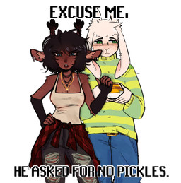 anthro antlers belt black_hair blush bottomwear clothed clothed_anthro clothed_female clothed_male clothing clothing_around_waist denim denim_bottomwear denim_clothing dialogue duo ear_piercing ear_ring eyewear fan_designs female fingerless_gloves flannel_shirt floppy_ears freckled_face freckles fully_clothed fully_clothed_anthro fully_clothed_female fully_clothed_male glasses gloves green_eyes hair handwear horn jeans jewelry long_ears long_sleeves male necklace pants piercing rectangular_glasses ring_piercing romantic romantic_couple shirt shirt_around_waist shy sweater tank_top text tied_shirt topwear torn_bottomwear torn_clothing torn_jeans torn_pants impishizzy asked_for_no_pickles deltarune undertale undertale_(series) asriel_dreemurr dess_holiday bovid caprine deer goat mammal new_world_deer reindeer absurd_res english_text hi_res