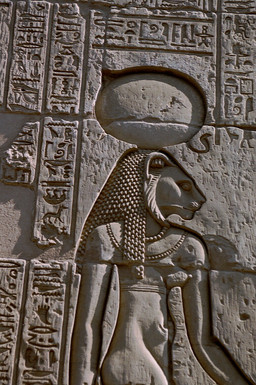 anthro braided_hair breasts carving clothing crown egyptian egyptian_clothing egyptian_headdress female hair headdress headgear headwear nemes_(clothing) profile radiant_crown real rock rock_(artwork) sculpture side_boob solo sun uraeus unknown_artist egyptian_mythology middle_eastern_mythology mythology sekhmet deity felid lion mammal pantherine ancient_art grandfathered_content hi_res hieroglyphic_text sculpture_(artwork) traditional_media_(artwork)