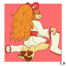 anthro barefoot boots_removed claws clothed clothing curling_toes feet female foot_fetish foot_focus footwear holding_clothing holding_footwear holding_object looking_at_viewer looking_back pawpads paws soles solo toe_claws toes erotic_diversion undertale_(series) undertale_yellow ceroba_ketsukane canid canine fox mammal 1:1 absurd_res hi_res