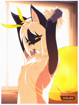 accessory antennae_(anatomy) anthro arms_above_head blue_body blue_ears blue_fur clothed clothed_anthro clothing depth_of_field femboy fingers fur hair hair_accessory hairband inner_ear_fluff insect_wings looking_at_viewer male markings multicolored_body multicolored_ears multicolored_fur nipples object_in_mouth pink_hairband pink_nipples pink_nose pupils shirt shoulder_length_hair simple_background slit_pupils solo text topwear translucent translucent_clothing translucent_shirt translucent_topwear tuft white_body white_fingers white_fur white_hair window wings yellow_antennae yellow_body yellow_eyes yellow_fur yellow_markings yellow_wings ziffir em_(emko) arthropod felid feline hybrid insect lepidopteran mammal moth 3:4 absurd_res artist_name chromatic_aberration digital_media_(artwork) half-length_portrait hi_res portrait