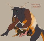 animal_genitalia animal_penis anthro balls big_penis black_body black_fur black_penis bovine_genitalia bovine_penis brown_background brown_body brown_fur duo ear_grab fur genitals imminent_sex larger_anthro larger_male long_penis lying male male/male medial_ring muscular muscular_anthro muscular_male nude_anthro nude_male on_front orange_body orange_fur penis pink_penis prehensile_penis red_body red_fur simple_background size_difference smaller_anthro smaller_male spots spotted_genitalia spotted_penis tan_body tan_fur katthekitkat bovid bovine cattle hybrid lagomorph leporid mammal rabbit