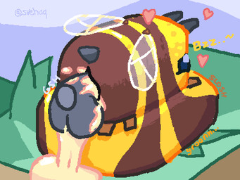 balls bodily_fluids cloud cum cum_in_vagina cum_inflation cum_inside cum_on_balls cum_on_own_balls cum_on_self cum_spurt dialogue disembodied_penis duo excessive_cum excessive_genital_fluids female feral genital_fluids genitals grass heart_symbol highlights_(coloring) hyper hyper_cum inflation leaking_cum looking_pleasured male male/female onomatopoeia outside penetration penile penile_penetration penis penis_in_vagina plant shadow slosh solo sound_effects stinger text vaginal vaginal_penetration wings svehaq_(artist) microsoft minecraft mojang xbox_game_studios arthropod bee bee_(minecraft) hymenopteran insect 4:3 colored digital_media_(artwork) hi_res pixel_(artwork) upscale