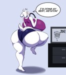 aladeen anthro big_breasts big_butt biped boss_monster_(undertale) breasts butt clothed clothing dialogue electronics female hi_res huge_breasts huge_butt mature_female pupils solo speech_bubble television text thick_thighs toriel undertale_(series)