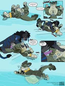 air_valve air_valve_navel animal_genitalia animal_penis black_body black_fur blue_stripes bodily_fluids body_writing canine_genitalia canine_penis chastity_bulge chastity_device dialogue duo feral feral_on_feral feral_penetrated feral_penetrating feral_penetrating_feral fur genital_fluids genitals giggling heart_eyes heart_symbol hearts_around_head inflatable knot knotted_penis lock_bulge lock_symbol looking_pleasured male male/male male_penetrated male_penetrating male_penetrating_male null_bulge peeing peeing_inside peeing_on_another peeing_while_penetrating penetration penis pool_toy poolside sex speech_bubble stripes swimming swimming_pool text urine urine_inflation watersports wearing_chastity_device conditional_dnp lustylamb blizzard_entertainment warcraft merca_(mercial) animate_inanimate canid living_inflatable living_pool_toy mammal vernid werecanid werecreature worgen 2025 absurd_res comic english_text hi_res
