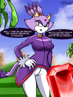 anthro clear_sky clothed clothing curvy_figure female fully_clothed gloves grass handwear hill palm_tree plant purple_body sky sol_emerald solo text tree white_clothing white_gloves white_handwear yellow_eyes antotheviper sega sonic_the_hedgehog_(series) blaze_the_cat domestic_cat felid feline felis mammal absurd_res english_text hi_res