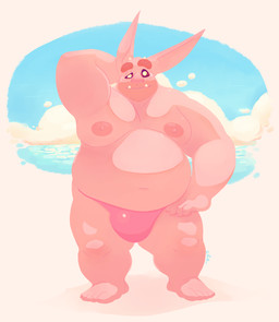 belly big_belly blue_sky bulge clothed clothing cloud day front_view hand_on_hip humanoid_pointy_ears looking_at_viewer male moobs mouth_closed nipples obese obese_humanoid obese_male overweight overweight_humanoid overweight_male pink_body pink_nipples pointy_ears sky solo standing teeth topless water chocolateandmilk vincent_(chocolate-beverage) humanoid 2017 dated full-length_portrait hi_res portrait signature