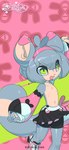 anthro bottomwear clothing female flat_chested grey_hair hair shirtless shirtless_female skirt solo young acminerva huaze_youxi third-party_edit totem.v starlegend baozi_(starlegend) domestic_cat felid feline felis mammal hi_res