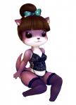 anthro biped clothing female fishnet_clothing garter_straps legwear lingerie looking_at_viewer simple_background sitting smile solo stockings thigh_highs mcsadat animal_crossing nintendo lottie_(animal_crossing) mammal mustelid otter hi_res