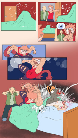 5_fingers anthro bed bedroom biceps blood bodily_fluids bottomwear clothing denim denim_bottomwear denim_clothing elbow_drop feathered_tail feathers female fingers furniture green_clothing green_jacket green_topwear group head_crest heart_eyes heart_symbol inside jacket jeans long_tail male male/female muscular muscular_arms nude nude_anthro nude_female nude_male pants red_clothing red_shirt red_tank_top red_topwear sex shirt tail tank_top topwear torn_bottomwear torn_clothing torn_jeans torn_pants under_covers fuegosonic93 cavemanon_studios goodbye_volcano_high ko_op_(game_developer) snoot_game anon_(snoot_game) naomi_(gvh) naser_(gvh) reed_(gvh) dinosaur dromaeosaurid feathered_dinosaur feathered_scalie human mammal prehistoric_species pterodactylus pterosaur reptile saurischian scalie theropod velociraptor 2025 4k 9:16 absurd_res comic hi_res